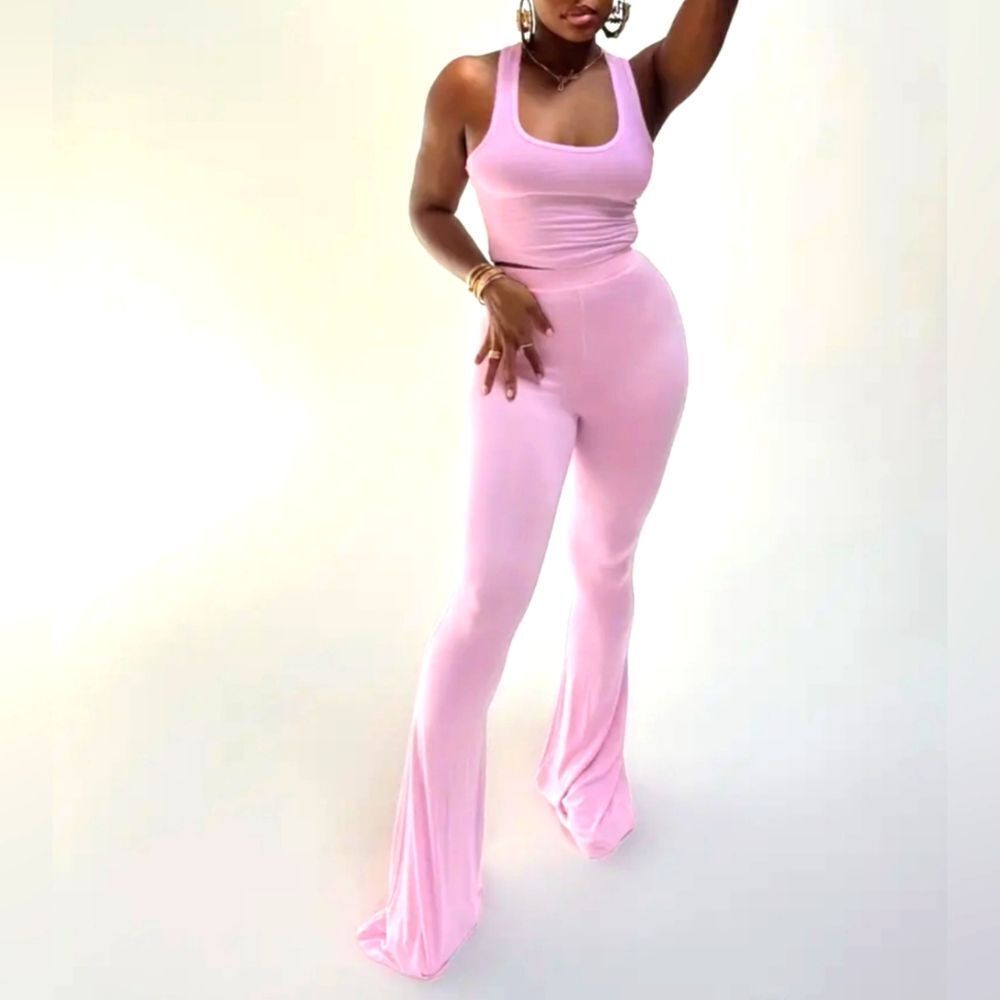 Ladies Pink Two-piece Flared pant set sz 2X